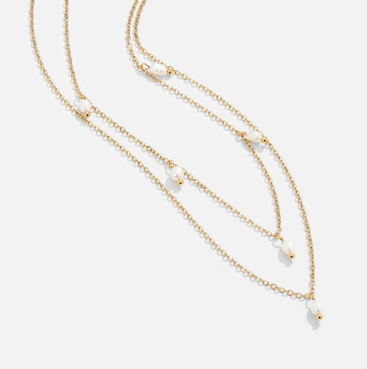 Flerlagigt Halsband med Pärldroppar
