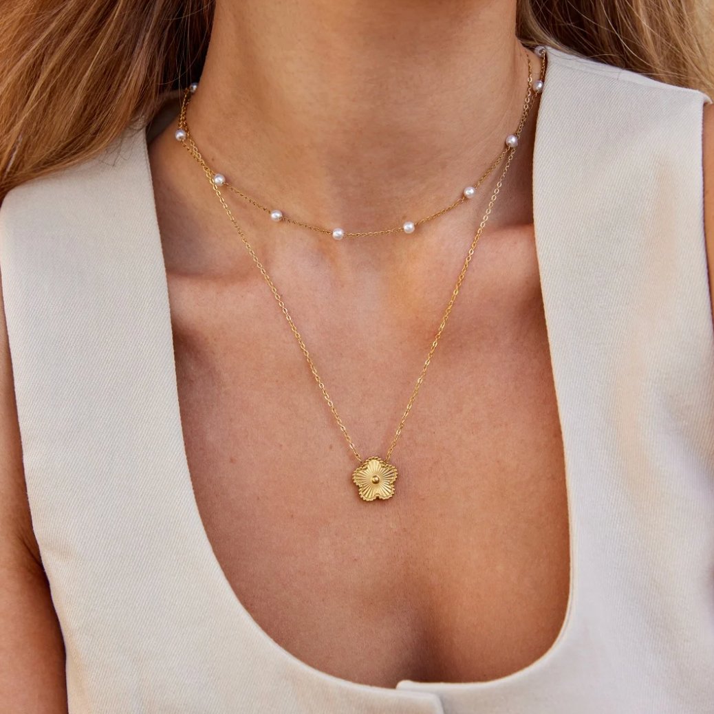 Perlbesatt Kedja Halsband