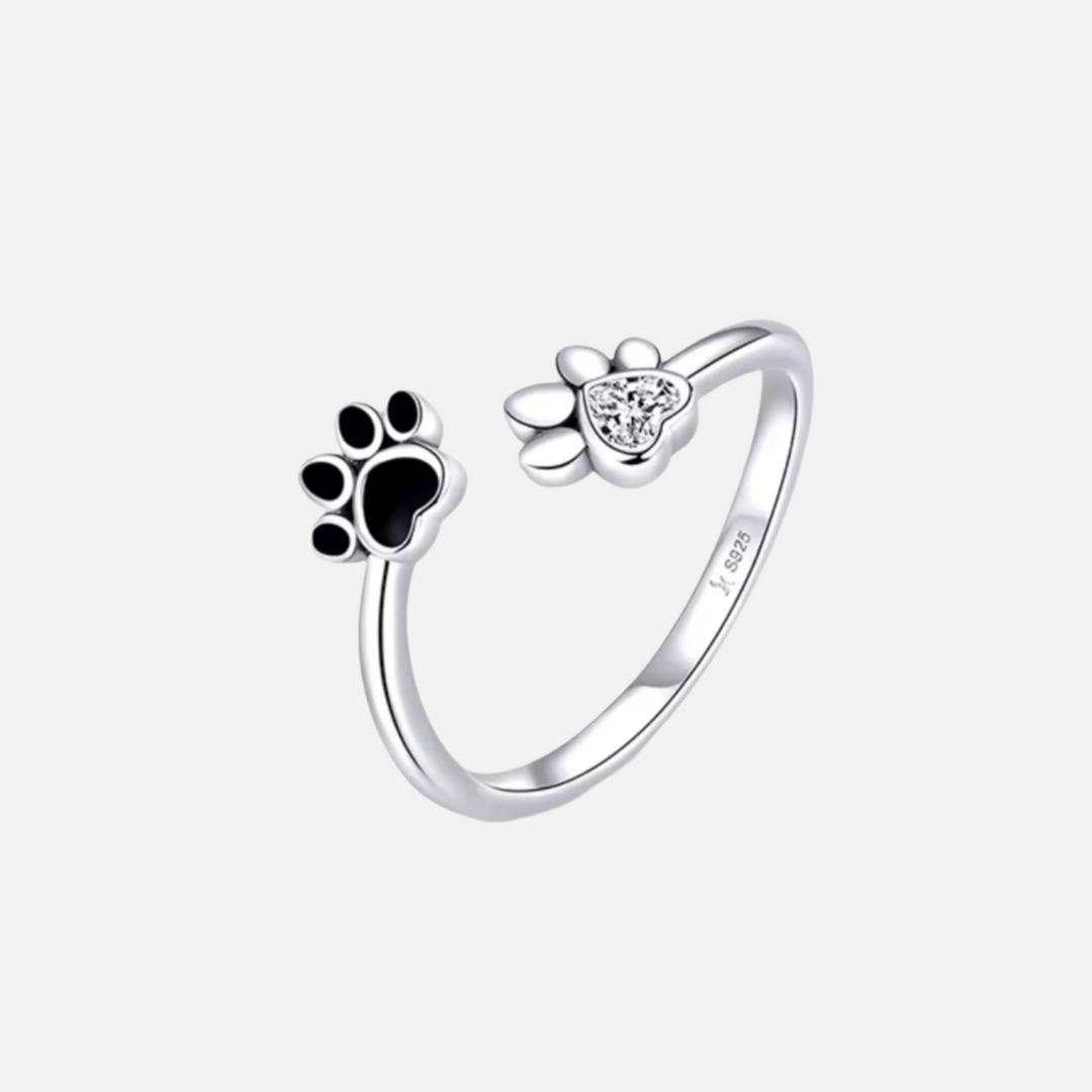 Justerbar Silverpawsring med Zirkonia og Emalje