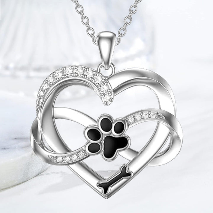 Infinity Hjärta & Tass Halsband i 925 Sterling Silver med Zirkonia Stenar